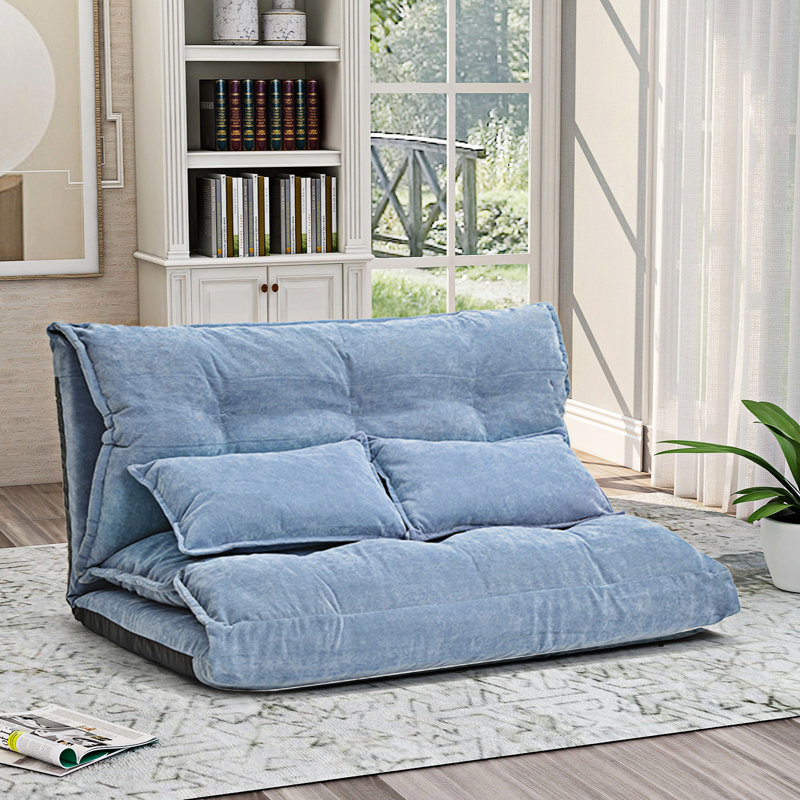 Budapest 43.3 " Upholstered Futon Chair, Blue Polyester