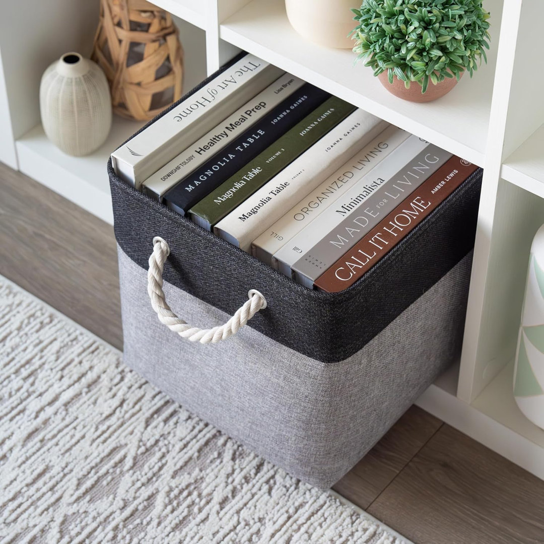Set of 3 Foldable 30×30 Fabric Cube Storage Bins with Rope Handles