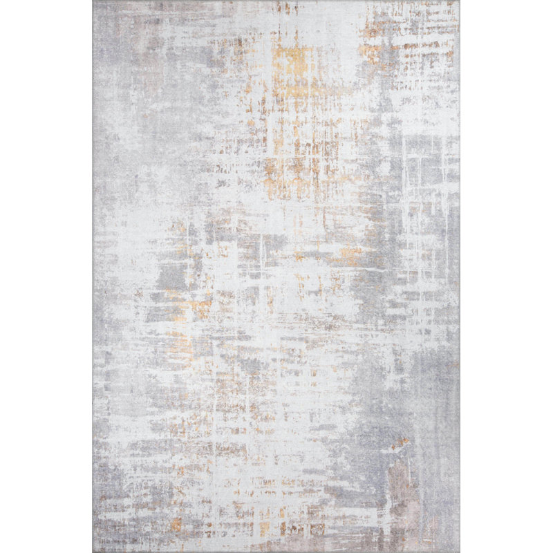 Tapis décoratif rayé gris et beige, Tapis de couloir 2 pi 6 po x 7 pi 7 po