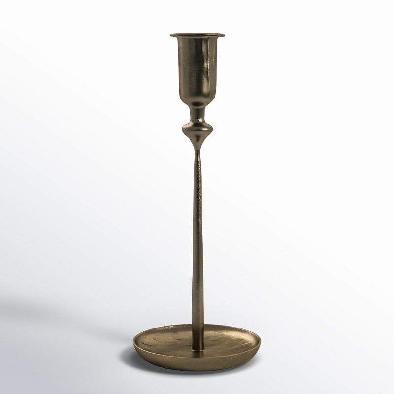 Metal Tabletop Candlestick, 12" H x 3.5" W x 3.5" D