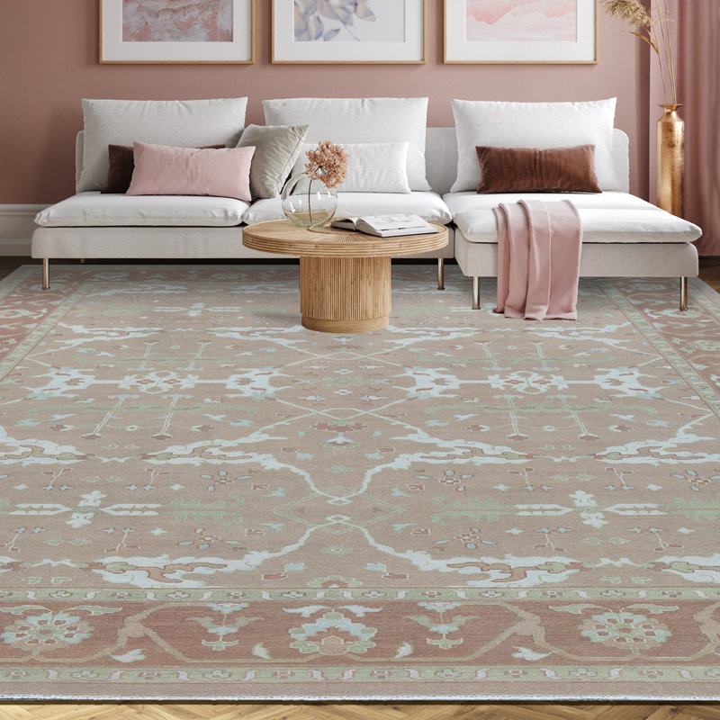 Cotton Oriental Area Rug in Rust