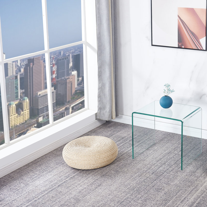 Dvergheim Glass Top End Table, 17.7" H x 19.7" W x 15.7" D