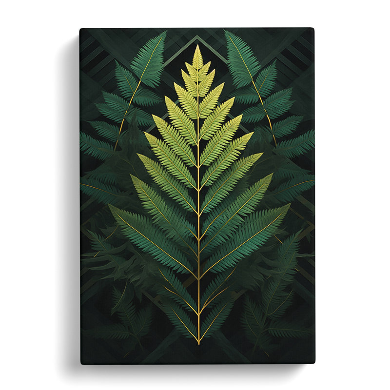 Fern Leaf Geometric No.3 - Wrapped Canvas Print, 50cm H x 35cm W x 3cm D