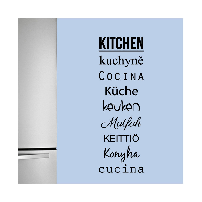 Décalcomanie murale mots pour la cuisine, Noir