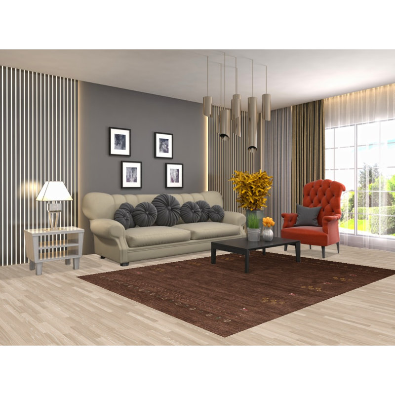 Tapis brun brun fait à la main Gabbeh 6