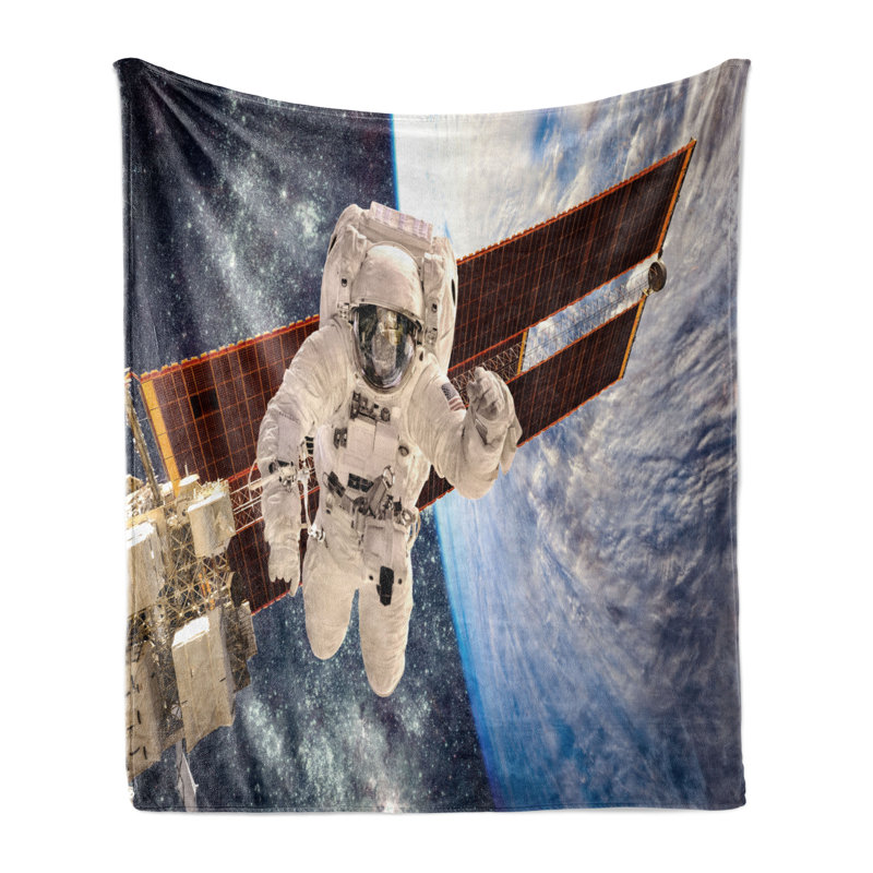 Ambesonne Outer Space Fleece Throw Blanket Gravity Astronaut Multicolor, 50" W x 60" L