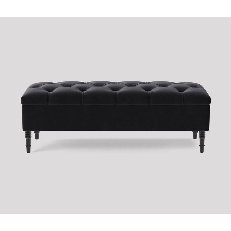 Storage Bench, Black Plush Velvet