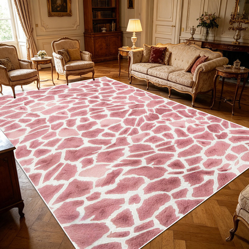 1PC pink irregular cracked geometric pattern area rugs, Soft and Comfortable, easy-to-maintain, machine washable Indoor floor mat, suitable for living room, bedroom, dining room, front entryway, balcony, patio, hallway, Home Decor, Outdoor Decor.