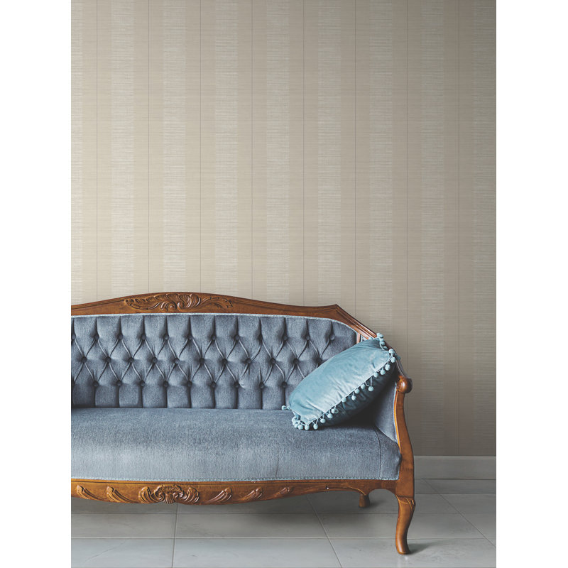 Papier peint texturé taupe à rayures Colbert, Beige