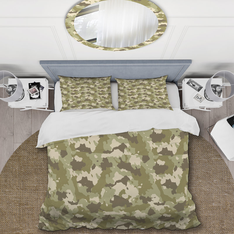 Camouflage vert tendance - ensemble de housse de couette abstrait - microfibre de polyester