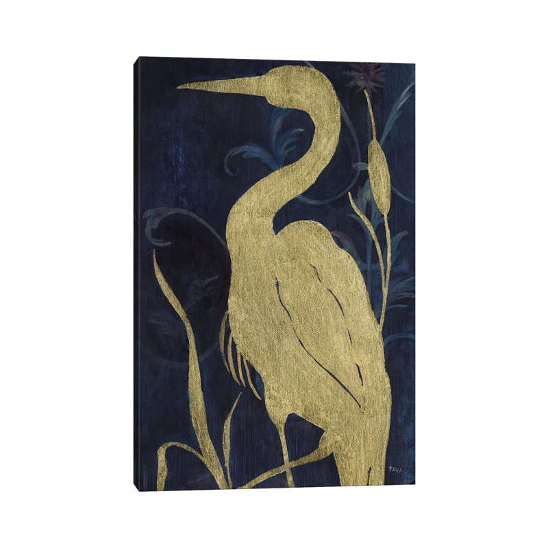 Egret On Indigo II by Tava Studios - Wrapped Canvas Gallery-Wrapped Canvas Giclée, 152.5 cm H x 101.5 cm W