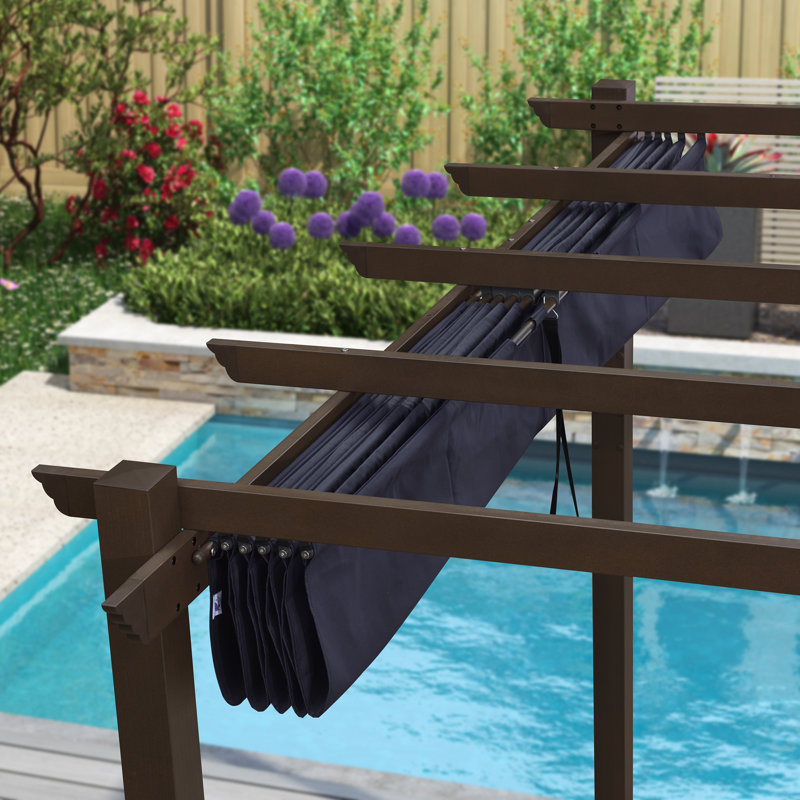 Metal Pergola with Canopy, 96.46" H x 143.7" W x 118.11" D, Navy Blue