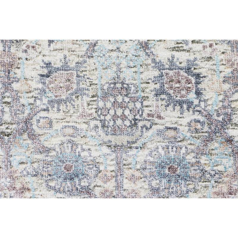 Hand Knotted Oriental Area Rug in Beige/Blue/Gray, Runner 2'6" x 22'