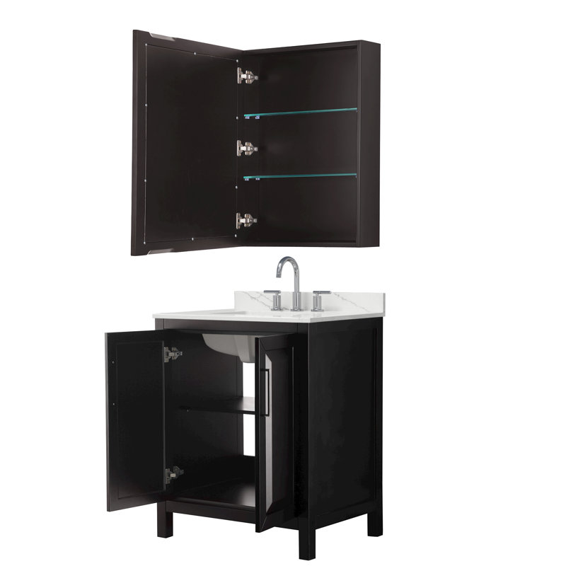Daria 30'' W Vanity, Brown, Polished Chrome, Giotto Quartz