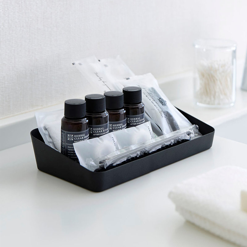 Plateau de coiffeuse Yamazaki Home, peu encombrant, acier, grand, Noir, H 2 po x l 11,8 po x P 5,3 po