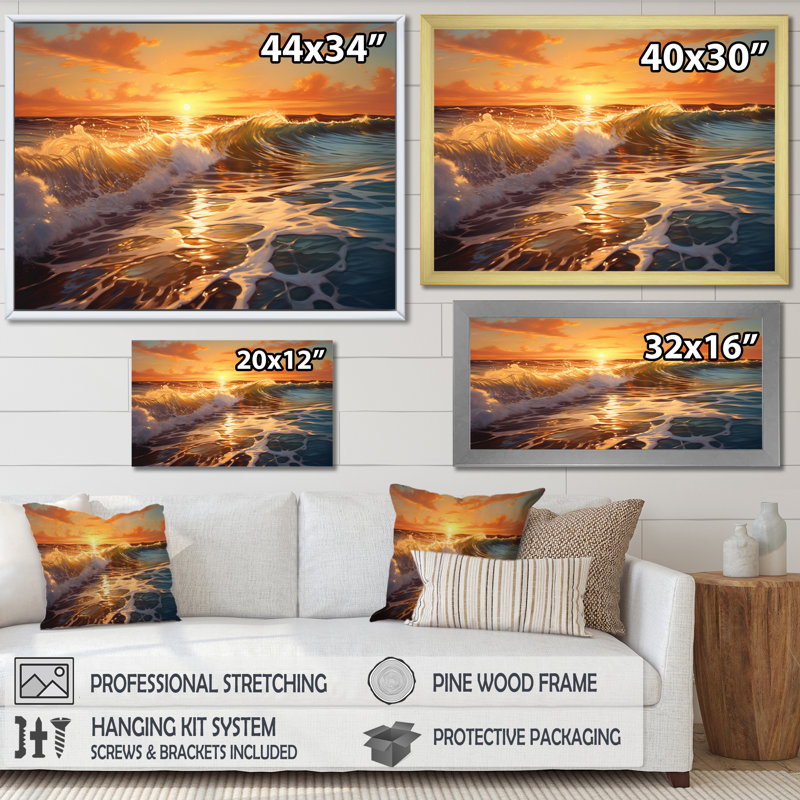 Photo de plage ensoleillée Horizons IX - Décoration murale nautique et plage, H 12 po x l 20 po x P 1 po, Toile tendue