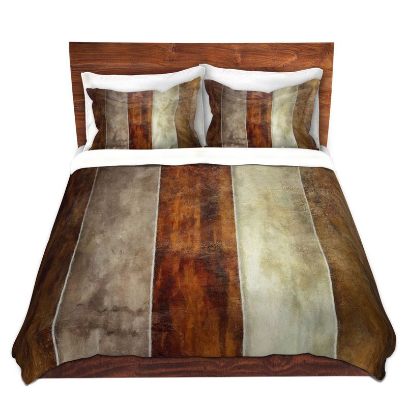 Ensemble de housse de couette Madelyn Angelina VIck Earth, 1 housse + 2 taies très grand lit, Brun / Gris