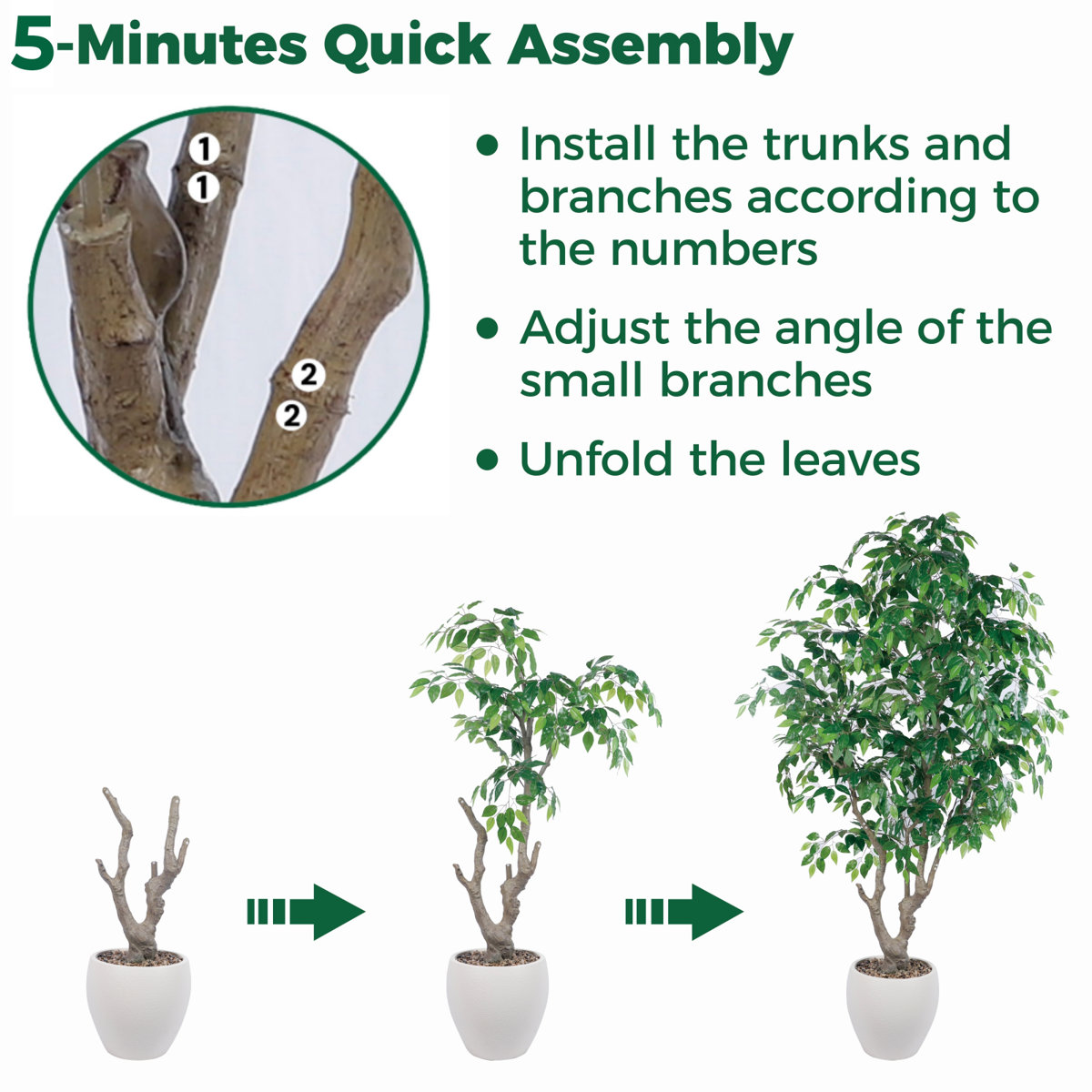 Primrue 8 Feet Artificial Banyan Tree, Tall Faux Trees With Planter ...