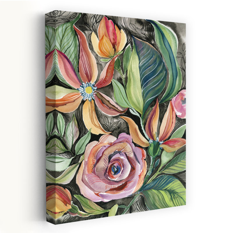 Art fantaisiste de fleur de jardin, H 48 po x l 32 po