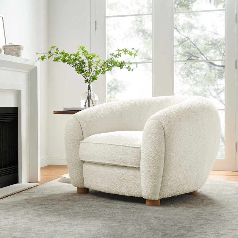 Fauteuil Abundant Boucle, Velours ivoire