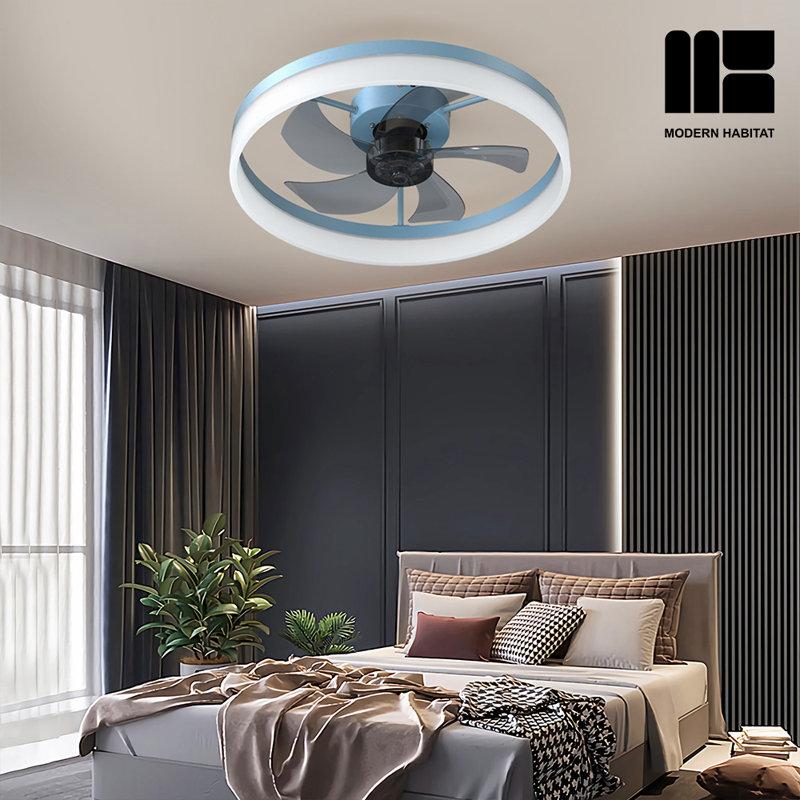 Dusen 19.7 in. Orange Ceiling Fan with LED Lights,modern ceiling fans, Blue
