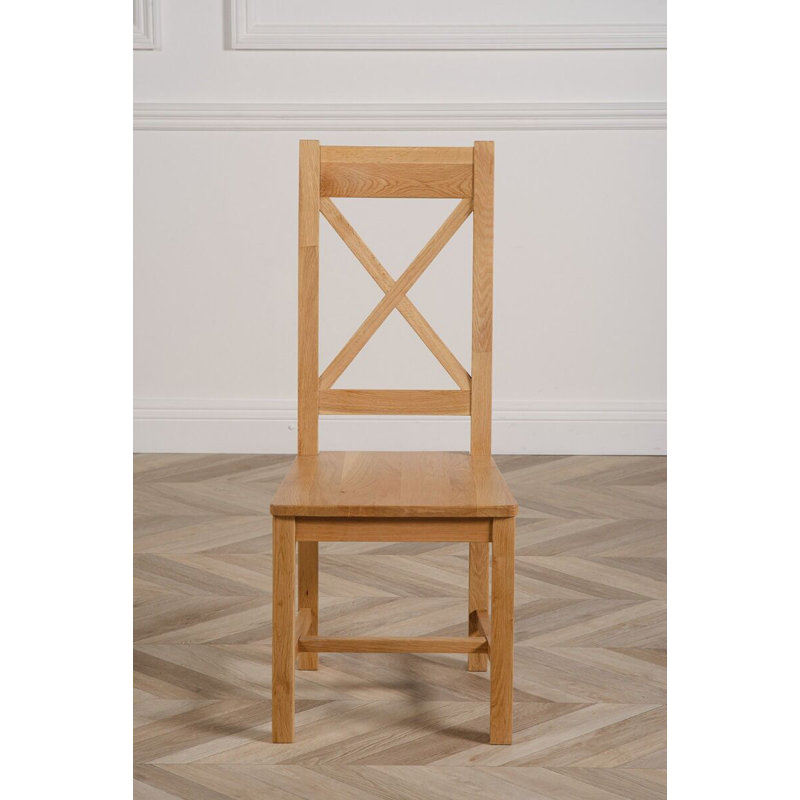 Howton 45cm H Solid Wood Cross Back Side Chair in Brown