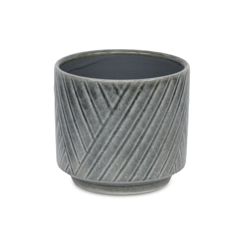Kettering Handmade Ceramic Pot Planter, Light Gray, 5.25" H x 6" W x 6" D