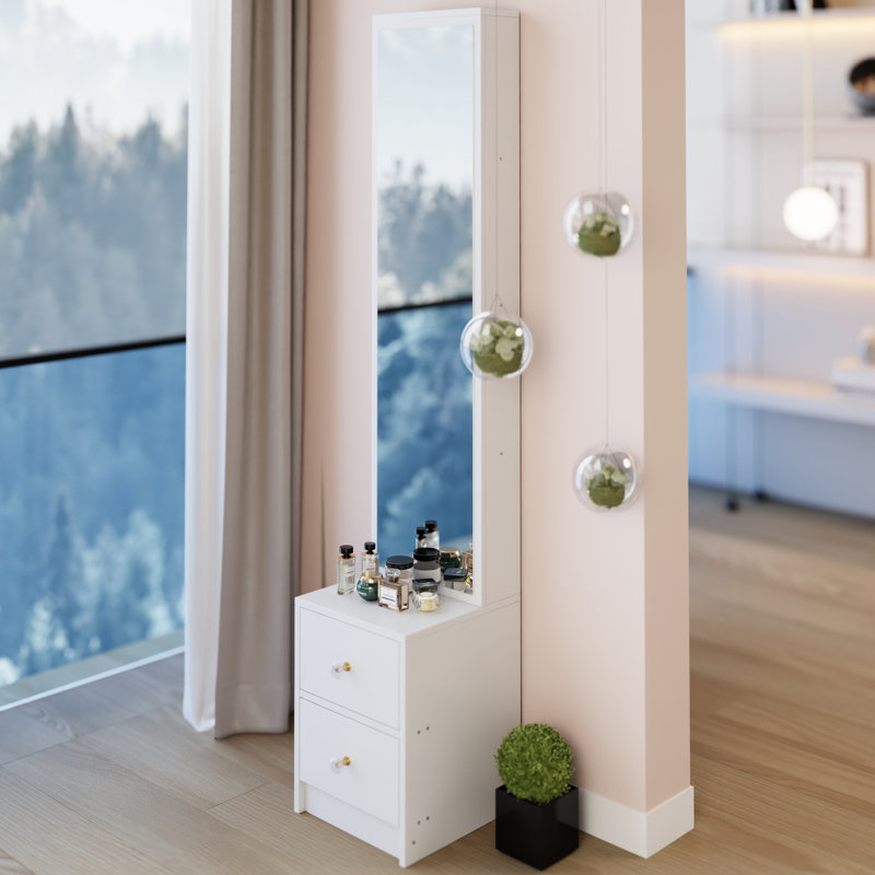 Très grande armoire à miroir pleine grandeur 11,8 "x 15,7" 63 ", organisation multi-couches, look élégant, style américain, blanc 63", conception unique,