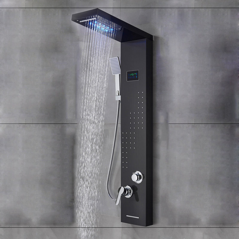 48'' Shower Panel with Fixed Shower Head, Matte Black