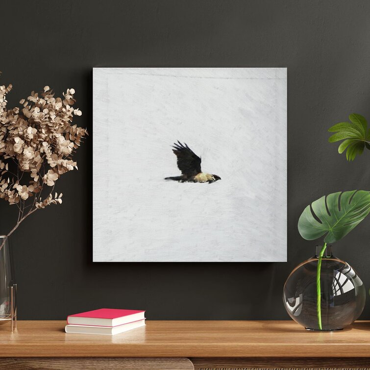Loon Peak® White And Black Bird Flying On Canvas Painting | Wayfair