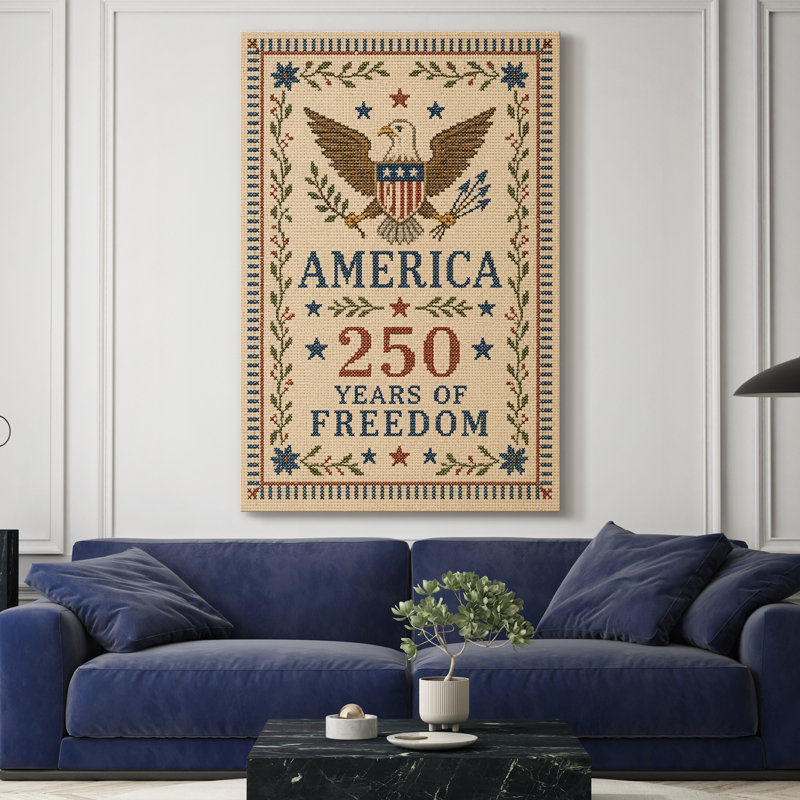 «Stitched Eagle of Freedom», toile tendue avec châssis - prête à être accrochée, 36X48