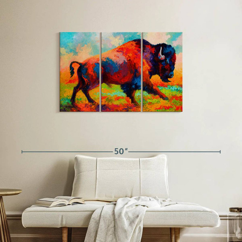 Brampt Bison Running Free, 24" H x 38" W