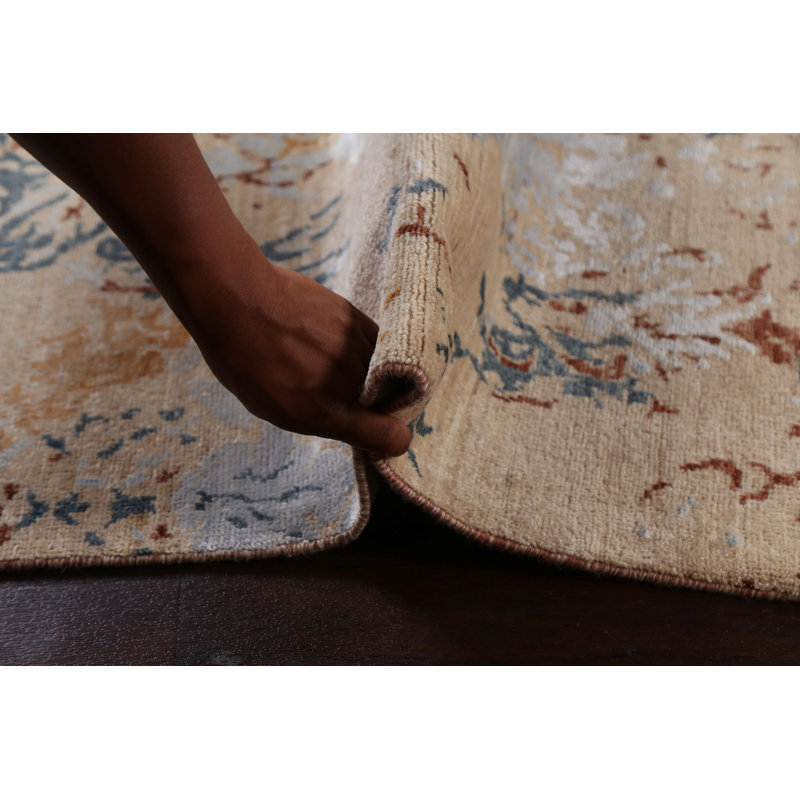 One-of-a-Kind 5'3" x 6'7" Rectangle Silk and Wool Area Rug in Beige