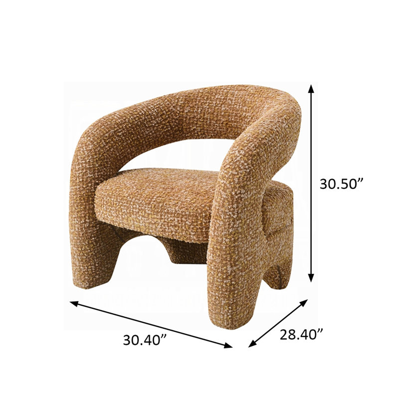 Fauteuil d'appoint de 77,2 cm de large, en tweed orange
