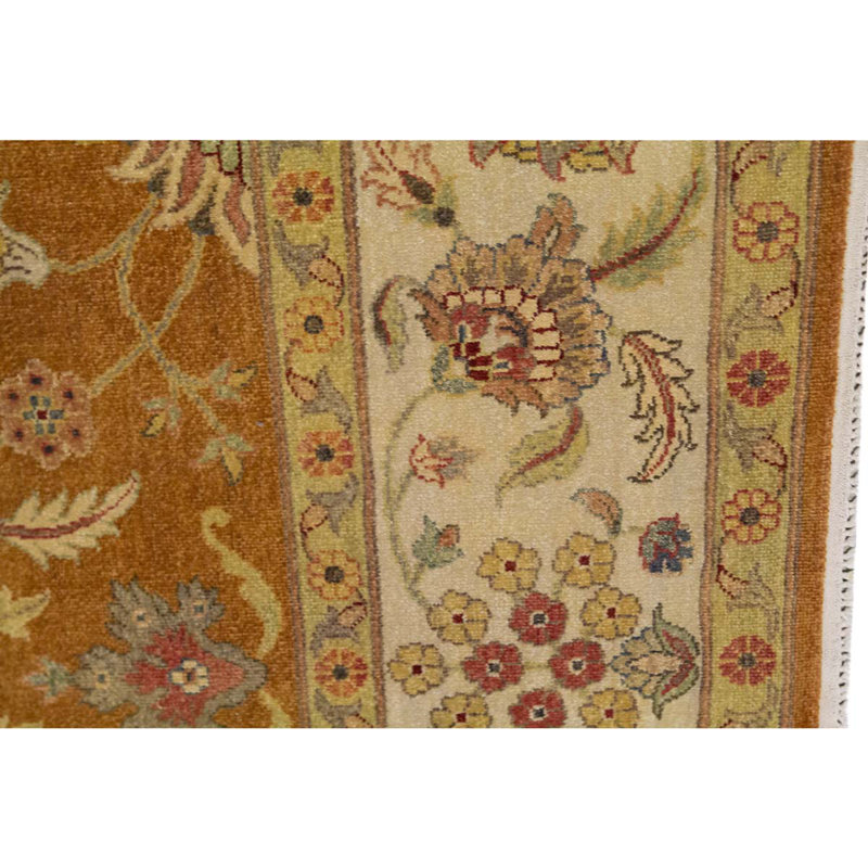 Tapis orange / beige / rouge noué à la main de haute qualité