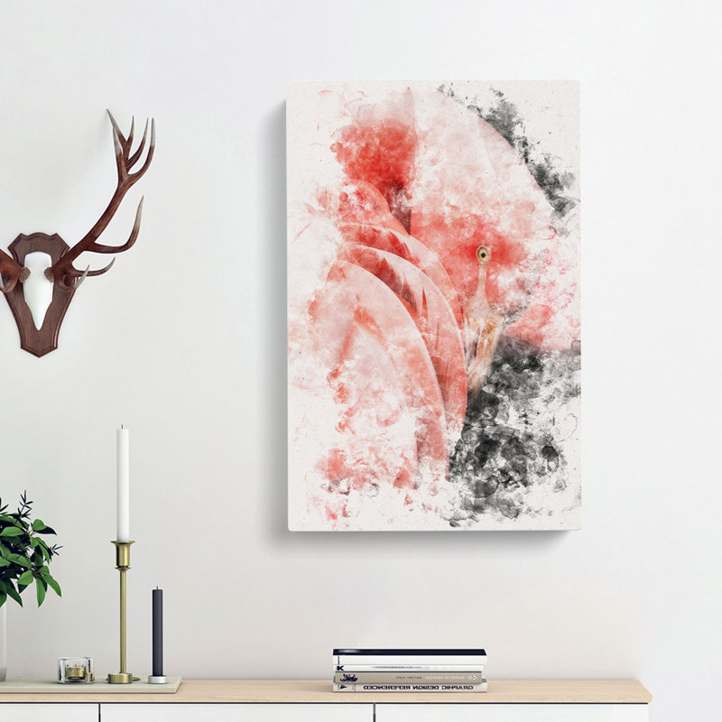 Pink Flamingo Abstract - Wrapped Canvas, 60cm H x 40cm W x 3cm D