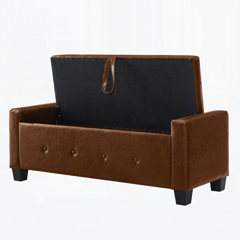 Banc avec repose-pieds 48 po avec rangement, banc pour chambre à coucher, salon, couloir, Brun