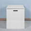 Banc de rangement relevable avec charnières de sécurité, blanc
