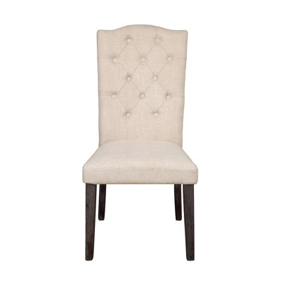 Beige Linen Upholstered Side Chairs Of 2 For Dining, Back, And Weathered Finish Legs, 26 - Inch Product Width, 41 Height 36 Pound Package Weight