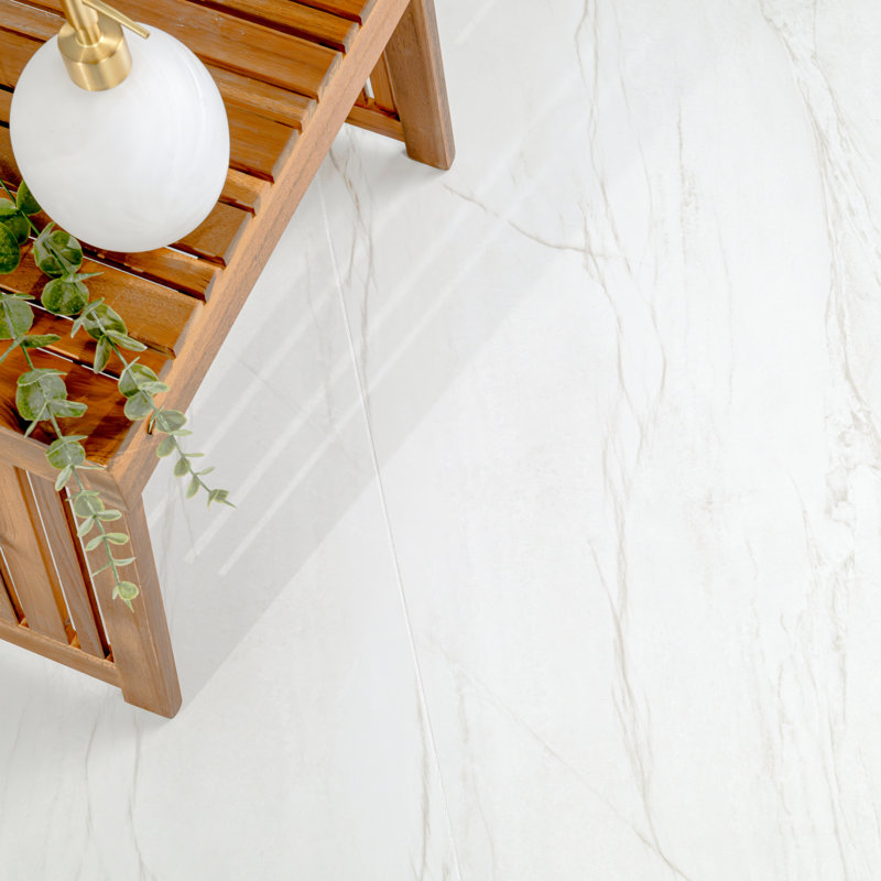 Carrelage mural et de plancher en porcelaine polie aspect marbre 24 po x 48 po Zola, Aurum