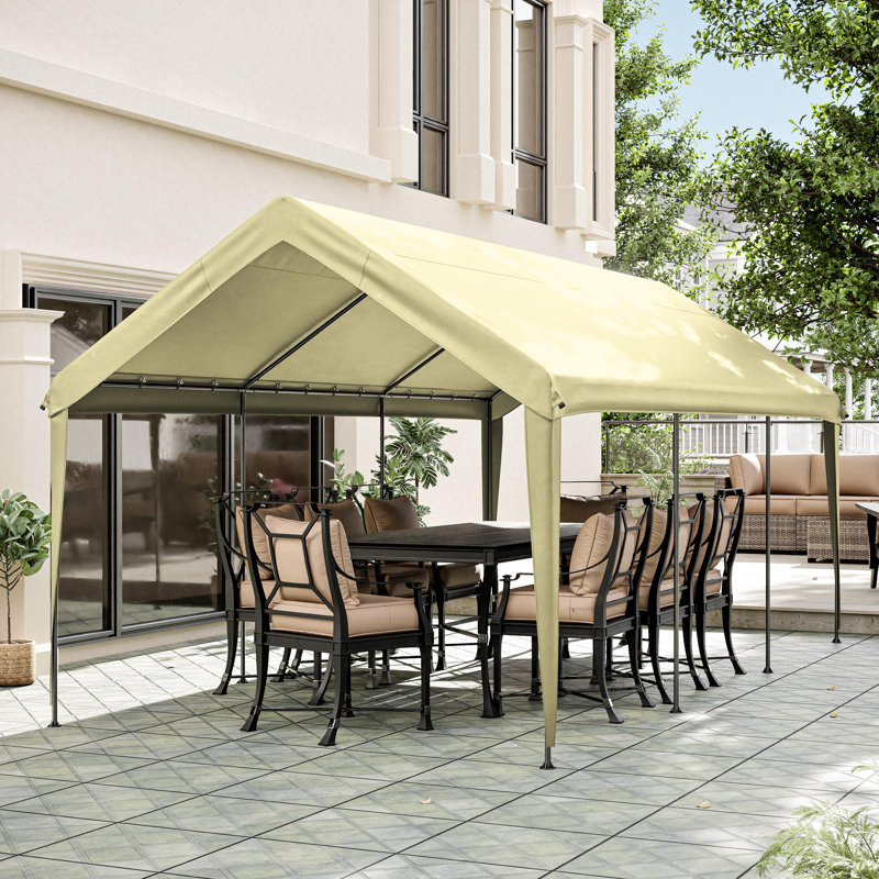 10 X 20 Ft Canopy Replacement Cover, Carport Roof Cover Only (Frame Is Not Included), Pastel Yellow