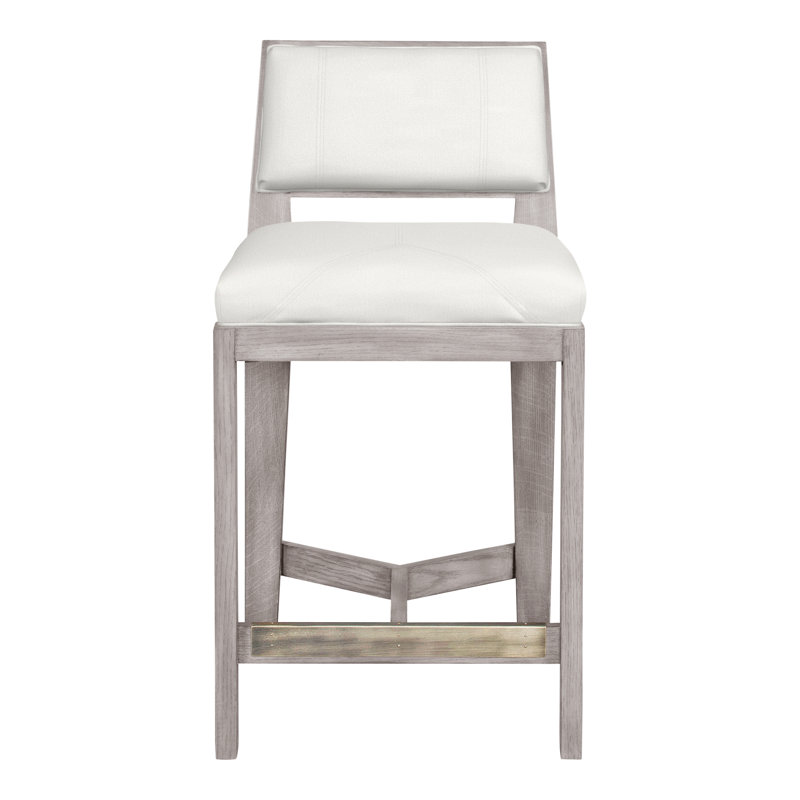 Scoville By Thom Filicia Upholstered Counter Stool with Solid Wood Frame, Gris colombe, Neige Tommy