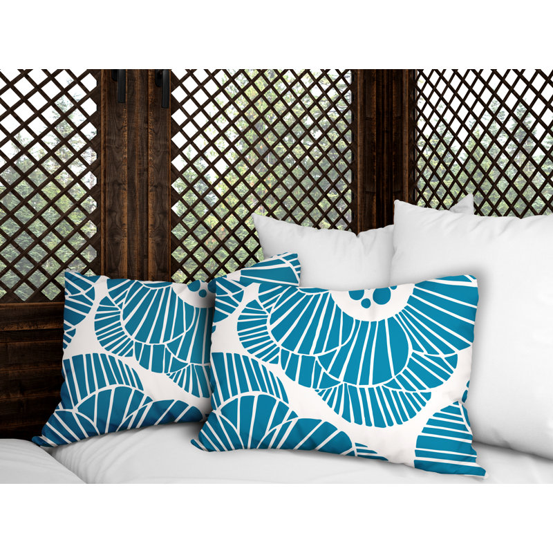 Abstract Outdoor Reversible Throw Pillow, Turquoise