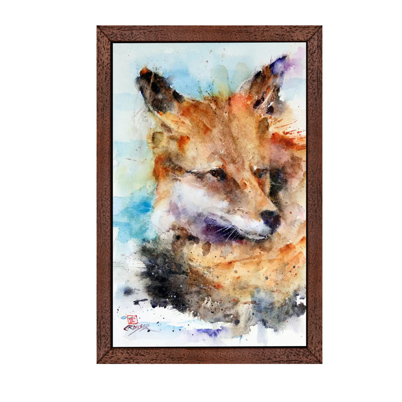 Fox by Dean Crouser - Floater Frame Painting on Canvas, Brown