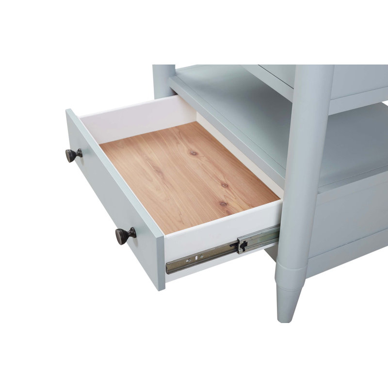 Table de chevet ouverte avec 2 tiroirs, Bleu clair