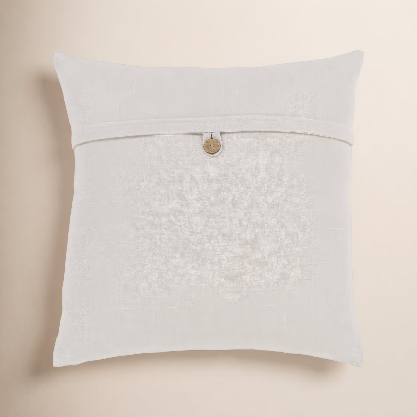 Leigh Buttons Cotton Throw Pillow, 18" x 18", Off White, Polyester