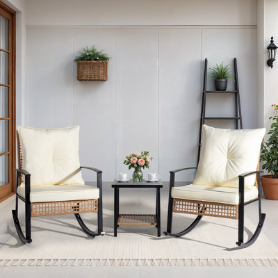 Patio 3-Piece Wicker Rocking Conversation Set
