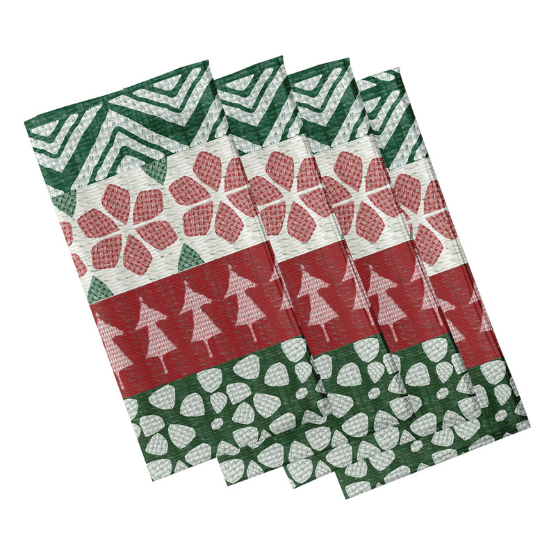 Chaithra Polyester Geometric Square Napkin, Red