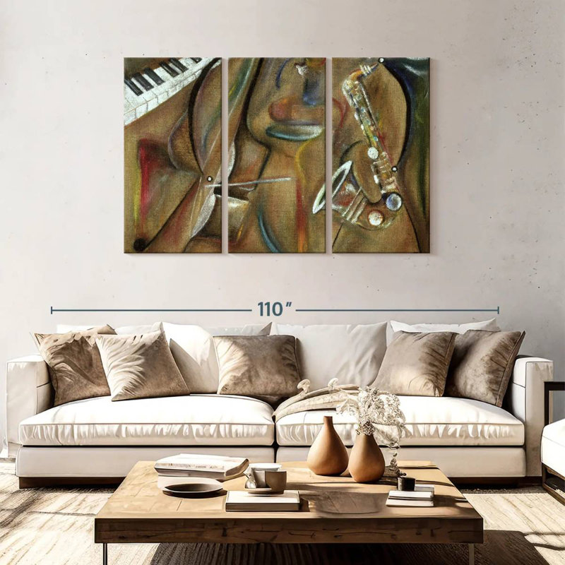 Abarca Burlap Sax, 48" H x 74" W