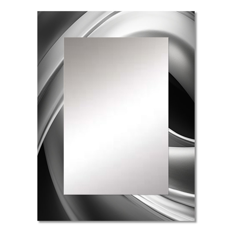 Silver Speed fractal wave II - Modern Wall Mirror, 32 po x 24 po